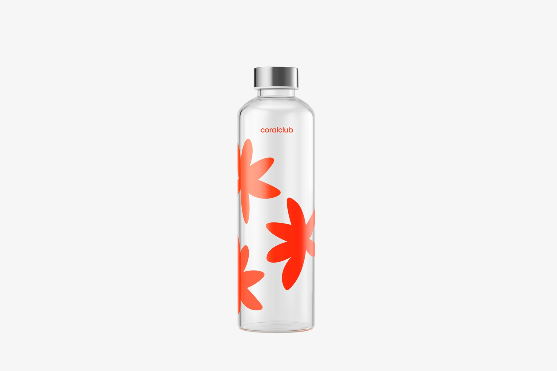 Botella de vidrio "ClearWater" con funda, roja